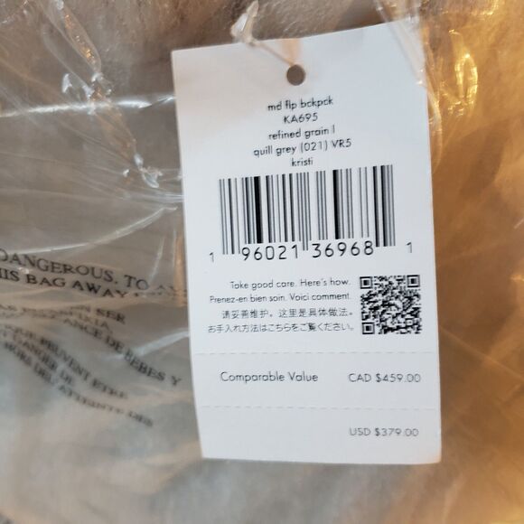 KATE SPADE Kristi Leather Backpack Purse Women’s Medium Quill Gray Bag NWT - Picture 7 of 7